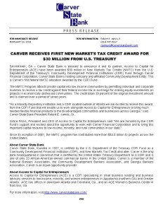 Carver NMTC Award Release